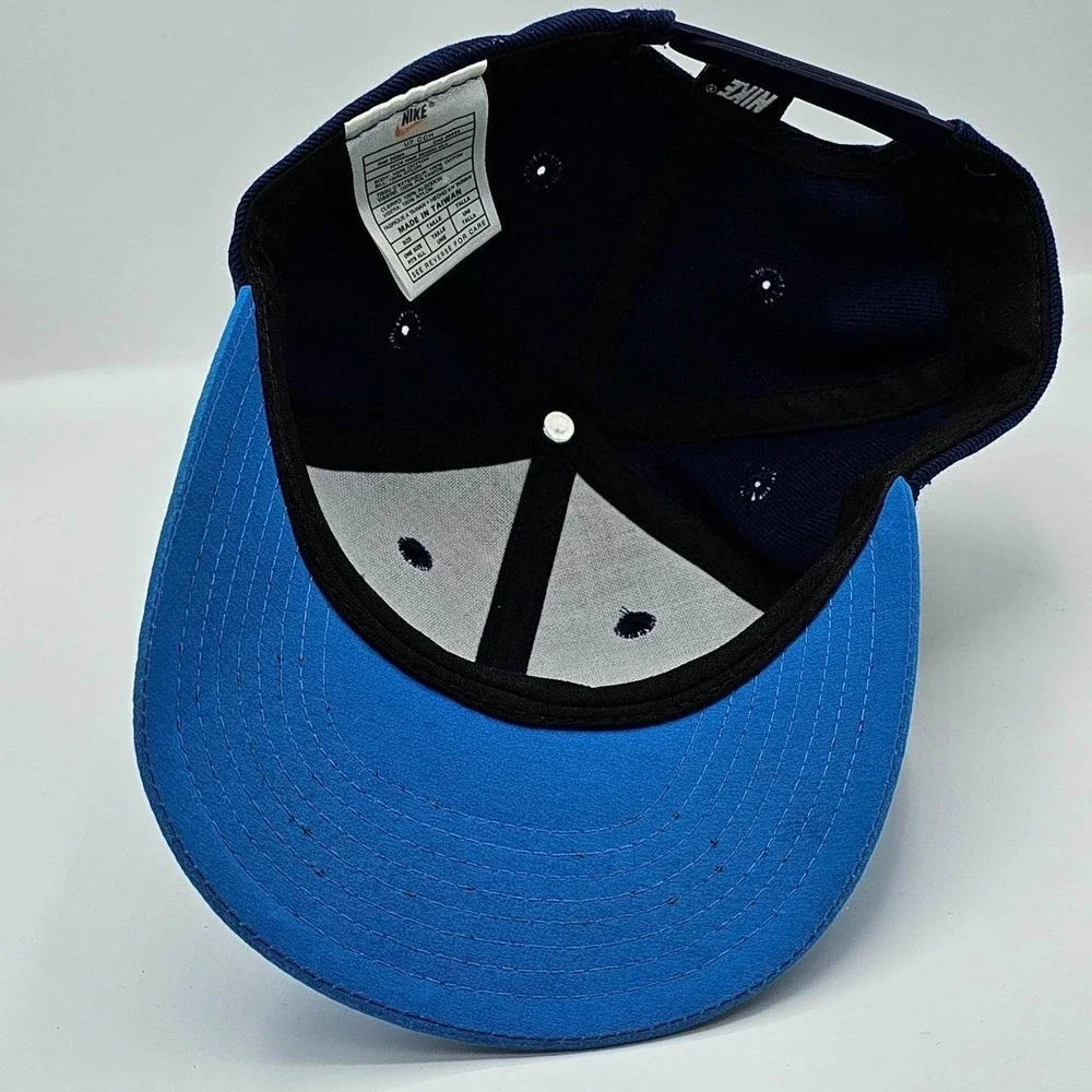 Nike Vintage 90s Blue Snapback Hat Navy & Blue Baseball Style Cap Stitched Logo